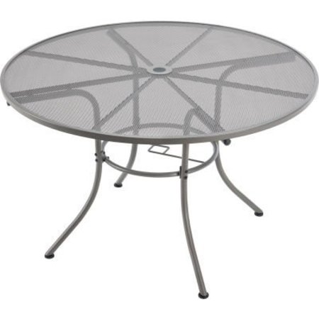 GEC Interion 48in Round Outdoor Caf Table, Steel Mesh, Gray 262082GY